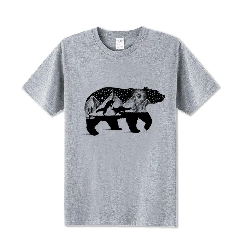 2017 самая дешевая модная футболка с медведем Мужская коротким рукавом мужские