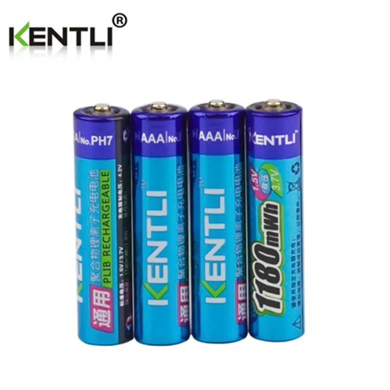 4 шт. KENTLI AAA литиевая батарея 1,5 V 1100mWh литий-ионная полимерная AAA перезаряжаемая батарея стабильное напряжение AAA батарея