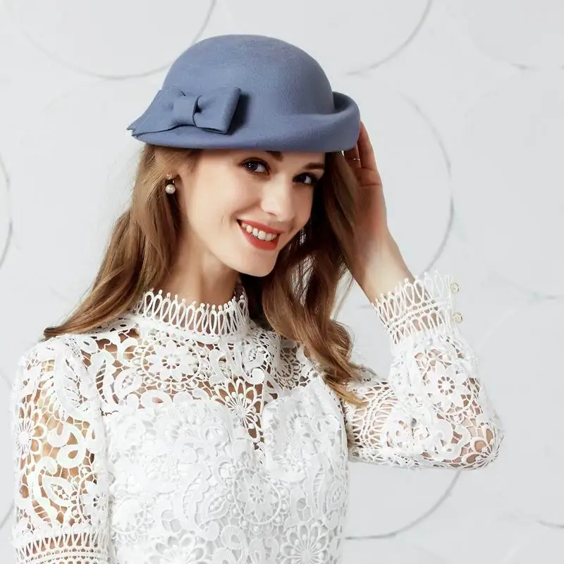 Новая шерстяная шляпа зимняя благородная европейская элегантная модная Дамская