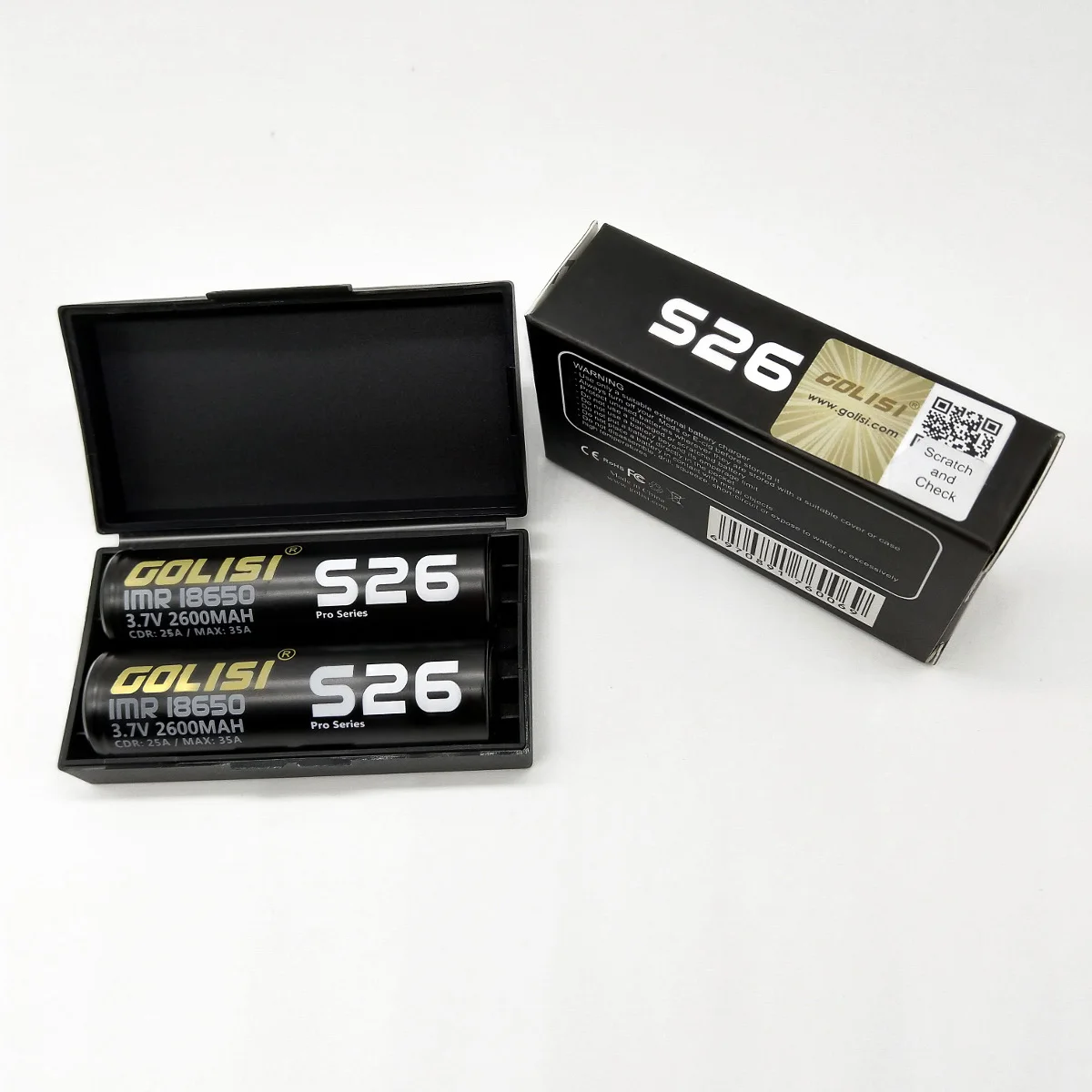 2 предмета в комплекте: GOLISI S26 2600 мА/ч, 18650 E-CIG Li-Ion Перезаряжаемые Батарея 25A CDR MAX 35A высокое мозг мощный IMR чехол