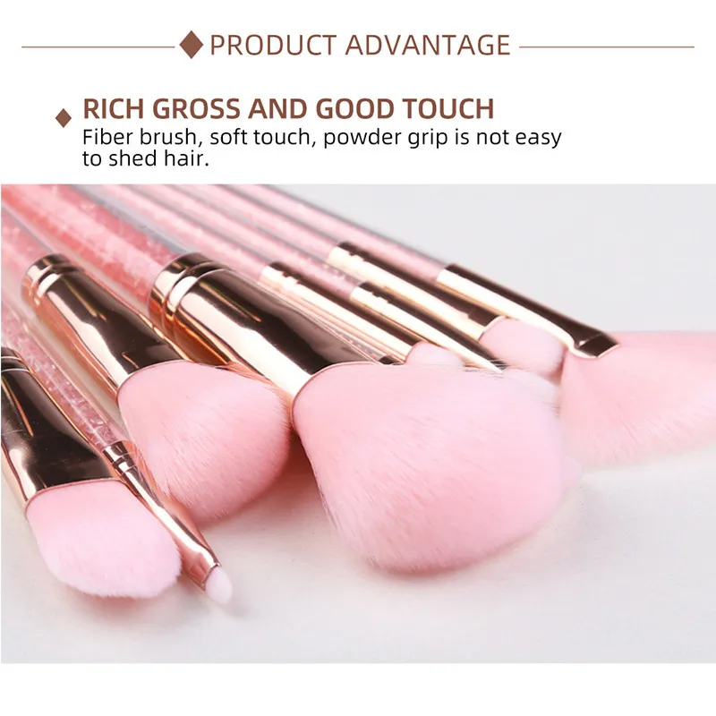 ZOREYA 10 шт. набор кистей для макияжа Розовая ручка Женская основа под макияж кисти