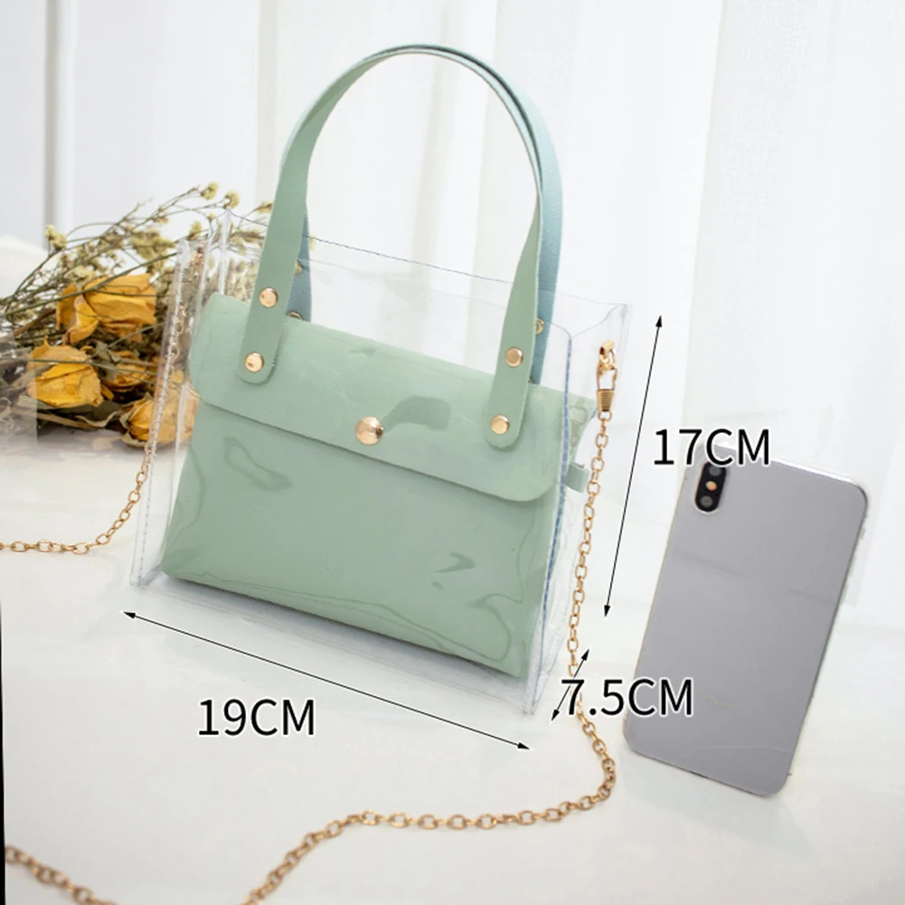 Женская прозрачная сумка через плечо пляжная из ПВХ с цепочкой на лето 2019 | Багаж