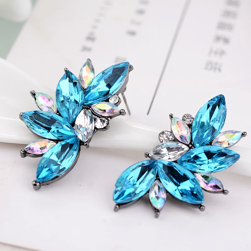 2018 Elegant Crystal Opal Stone Stud Earrings Christmas Party for Women Trendy 19 colors|stud earrings|stone stud earringsearrings women |