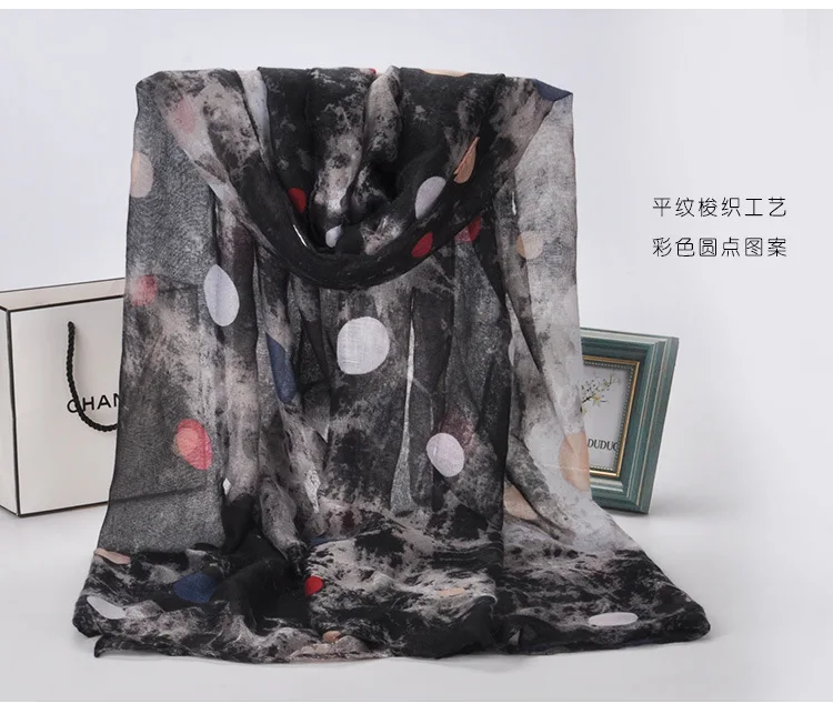 

2016 new voile scarves paint hazy colored dots printed silk scarf sun beach scarf wholesale