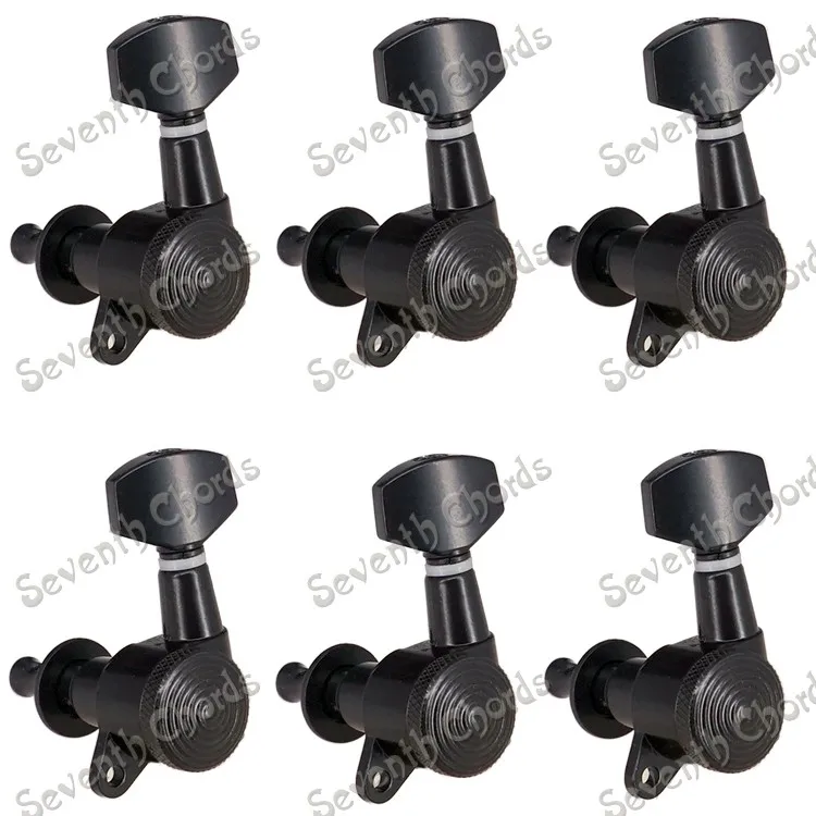 A Set of 6L Black Набор 6 шт. хромированные струнные колышки для настройки ключей, Колки для акустической электрогитары, замок Schaller style - Цвет: A Set of 6L Black
