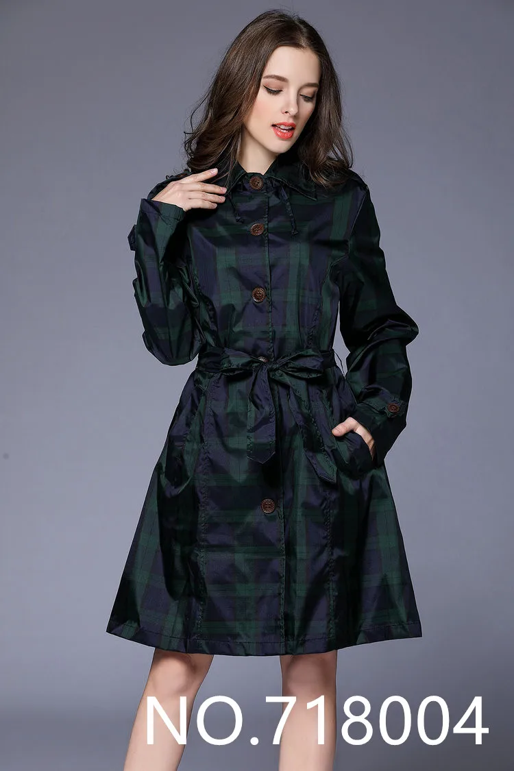 Длинный зеленый плащ в клетку для женщин с поясом, водонепроницаемый дождевик куртки-пончо для женщин Chubasqueros Impermeables Mujer