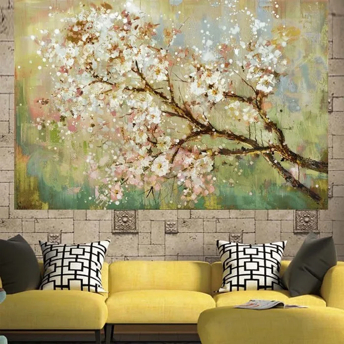 Modern Abstract Wall Painting for Office Home Decoration White Flower Oil Paintings on Canvas Hand Painted Art Picture | Дом и сад