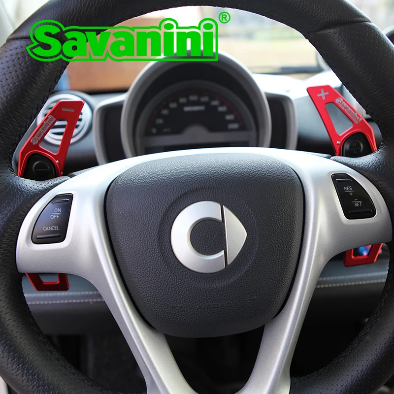 Savanini 2 шт алюминиевые подрулевые лепестки DSG удлинение лопасти для Mercedes-benz Smart Fortwo и Forfour Авто Стайлинг