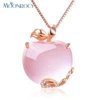 moonrocy cz crystal pink opal pendant necklace chokers rose gold color for women synthetic ross quartz cute gift drop wholesale