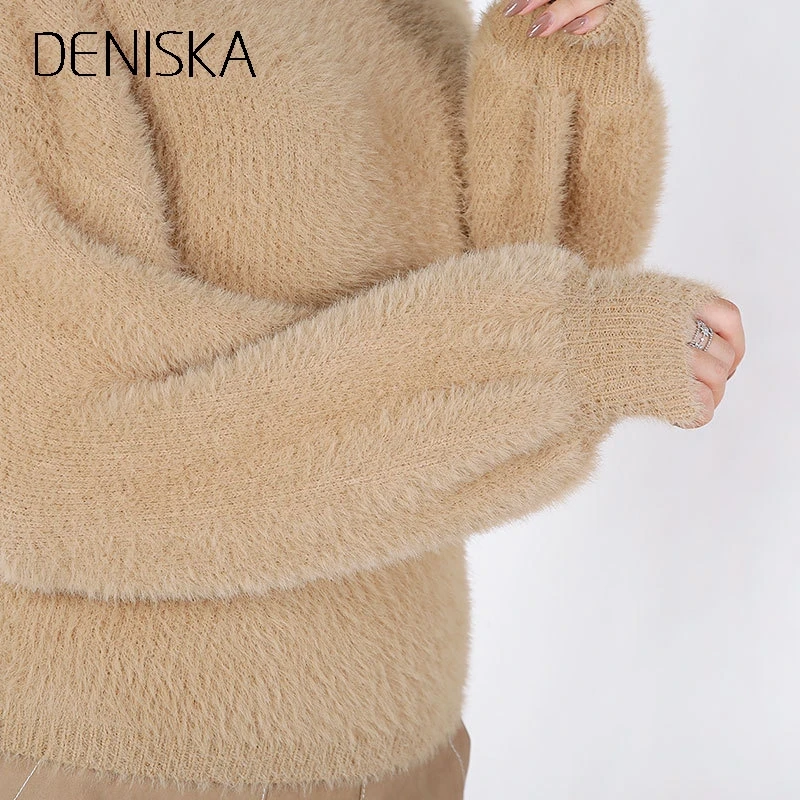 DENISKA 2018 осенний свитер модный Свободный мохер женский фонарь рукав половина