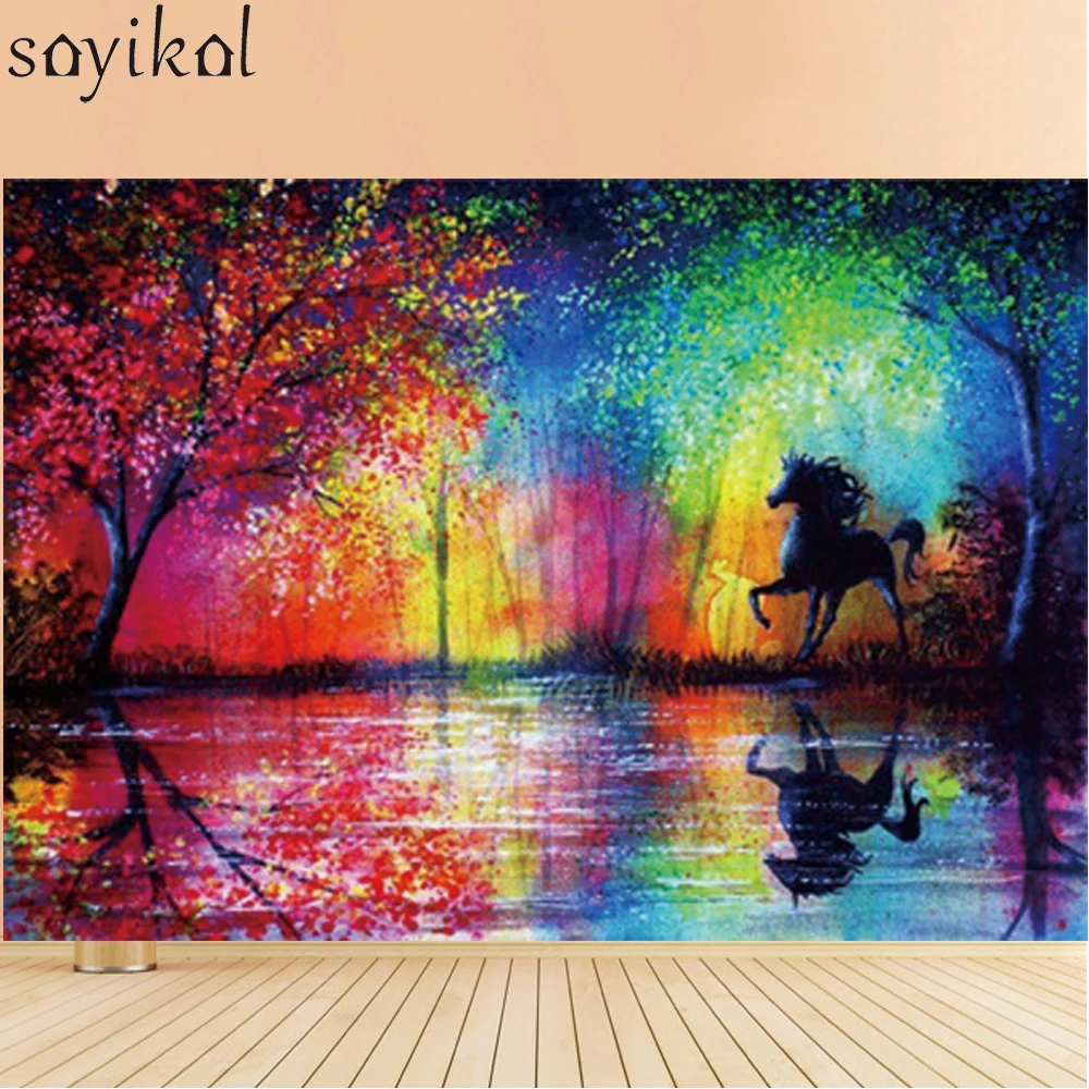 Алмазная вышивка животные лошадь картина из страз искусство на стену 5D сделай