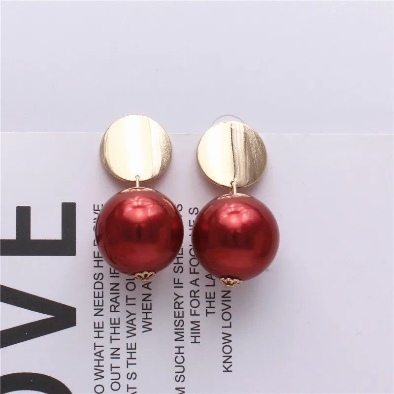 Женские серьги-гвоздики с имитацией жемчуга круглые серьги из меди и металла