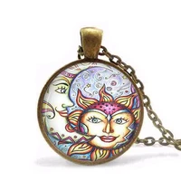 sun and moon necklace vintage sun and moon pendant sun god necklace women men jewelry