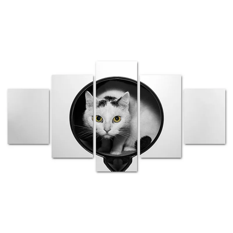 Черно белые милые плакаты с изображением кота HD Печать на холсте Современный