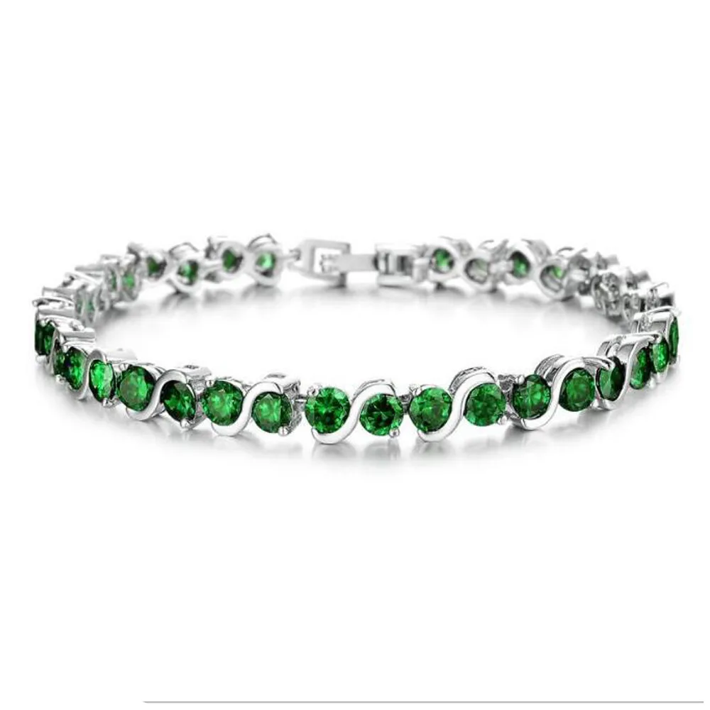 Кристаллы от Swarovski Блестящий Теннис браслет для Для женщин Роскошные ААА