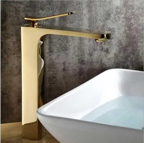 Новое поступление модный полированный кран для раковины высокое золотое