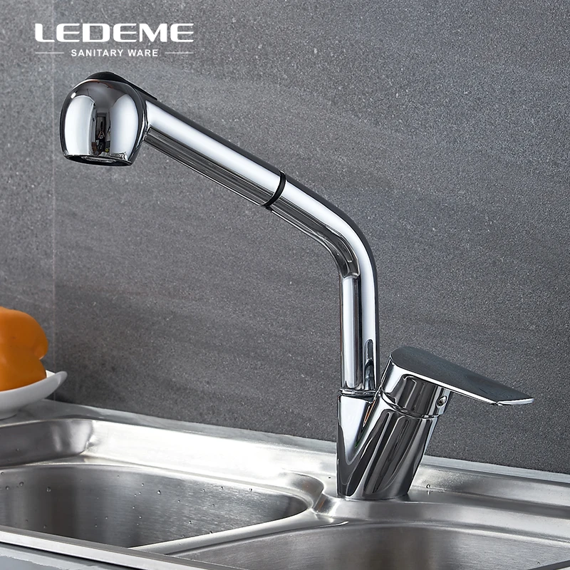 LEDEME Новый Съемный кухонный кран с одной ручкой выдвижной двухфункциональный