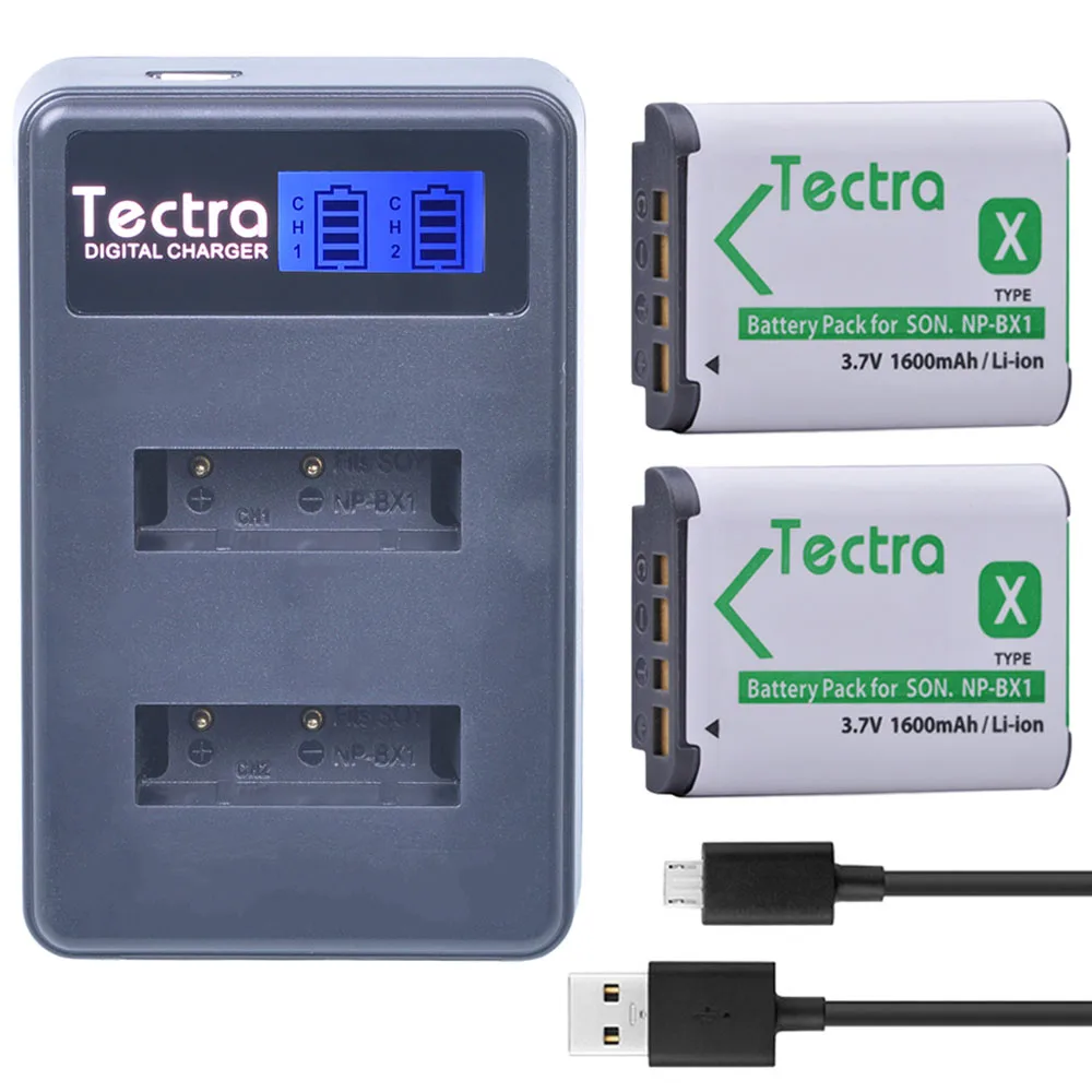 

Tectra 2 шт. NP-BX1 NP BX1 NPBX1 аккумулятор + ЖК-дисплей USB двойное зарядное устройство для Sony DSC-RX100 RX1 HDR-AS15 AS10 HX300 WX300 аккумулятор