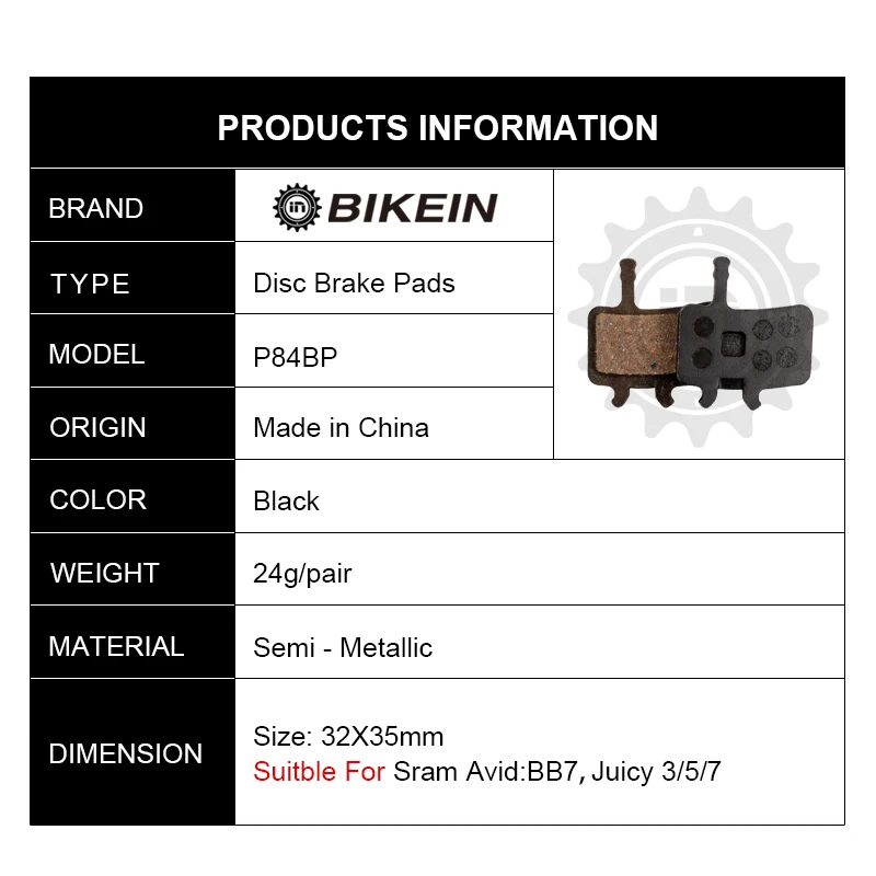 Велосипедные дисковые Тормозные колодки BIKEIN из полимерной смолы для Sram Avid BB7 Juicy