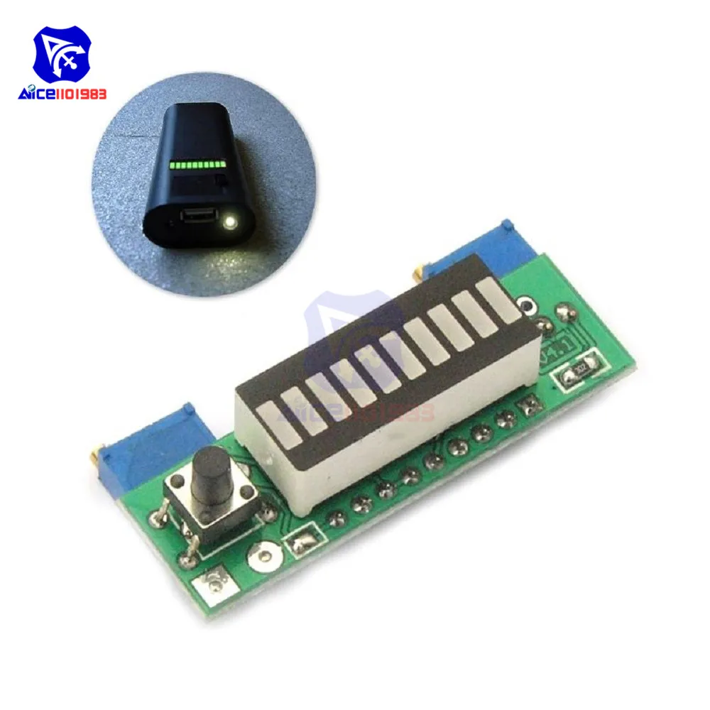 DIY Kit LM3914 видеокарта 3,7 в индикатор емкости литиевой батареи светодиодный индикатор уровня мощности 12 В литиевая батарея Lipo
