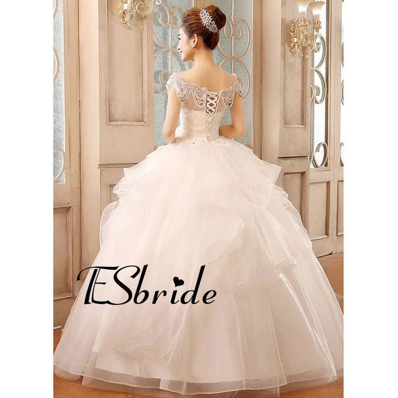 Новый 2017 Халат Де Mariage Принцесса Bling Кристаллы Роскошные Белое Свадебное Платье С