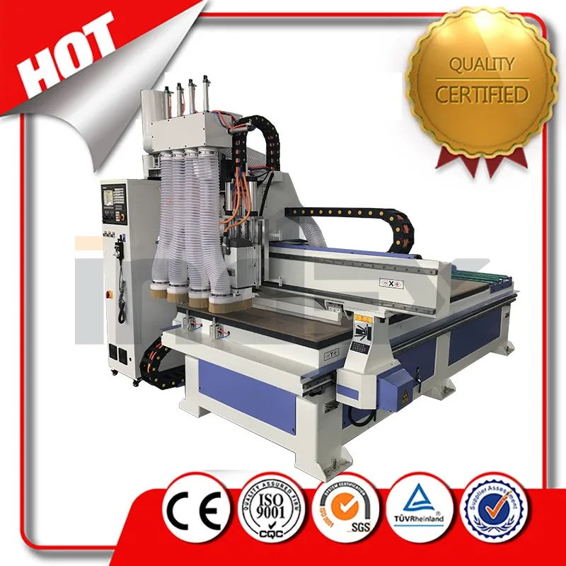 Мульти голова 4 оси фреза для ЧПУ станка оборудование с вакуумным столом