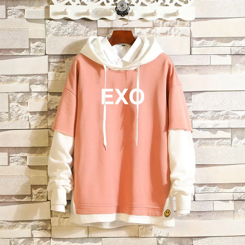 Harajuku модные негабаритные толстовки с капюшоном EXO Kpop Толстовка EXO WE ARE ONE K Pop одежда пуловеры топы хип хоп Уличная 5XL - Цвет: pink 3