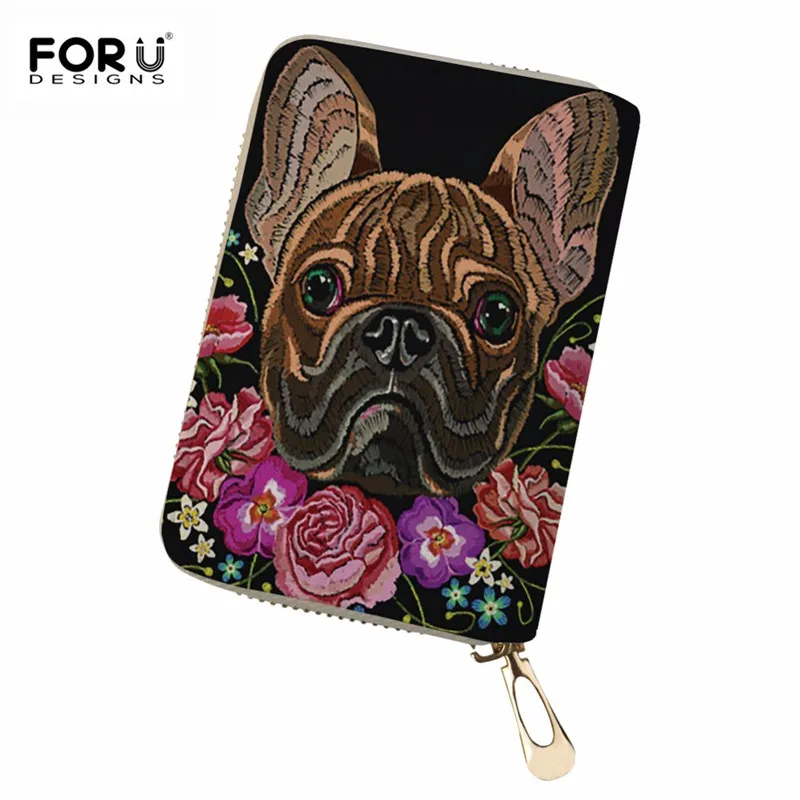 FORUDESIGNS/слот для карт двухсторонний PU кожаная визитница Мопс бульдог принт бизнес