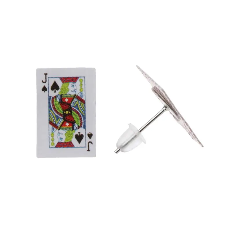 Серьги гвоздики для ночного клуба в стиле хип хоп маленькие игральные карты