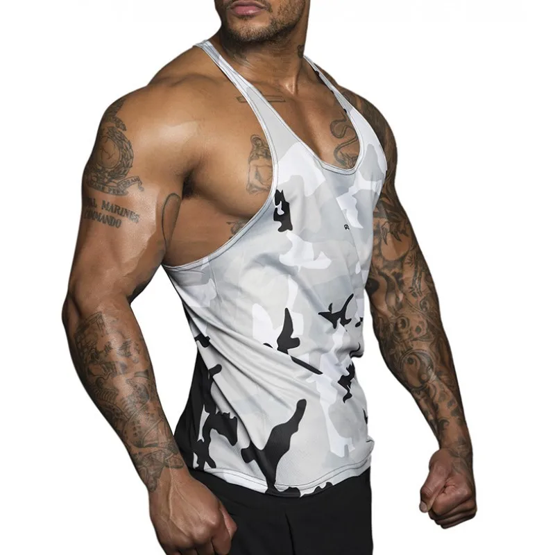 Камуфляжная Спортивная майка для бега тренажерных залов Мужская брендовая