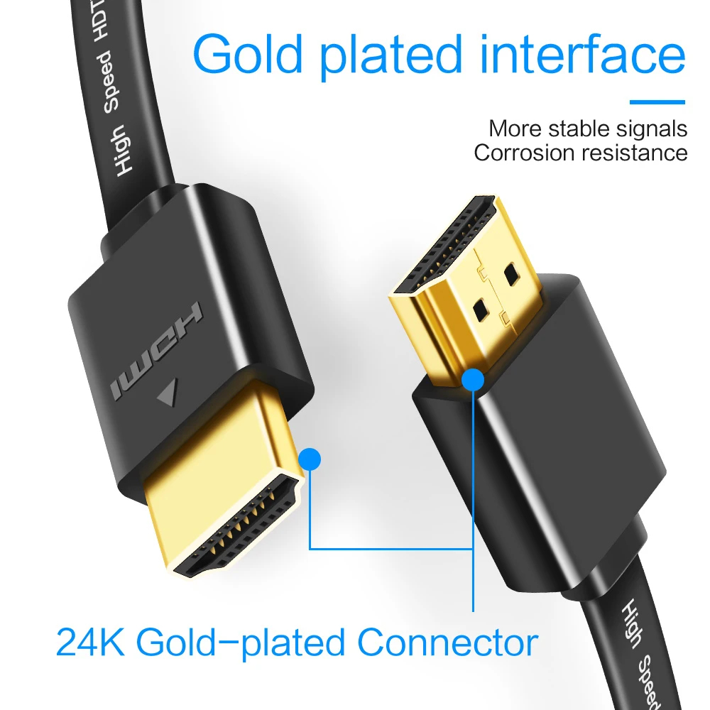 Тонкий HDMI кабель Позолоченный штекер 1,4 Версия 1080p 3D Папа-разъём HDMI папа HDMI кабель 0,3 м 1 м 1,5 м для ТВ ps3 проектор