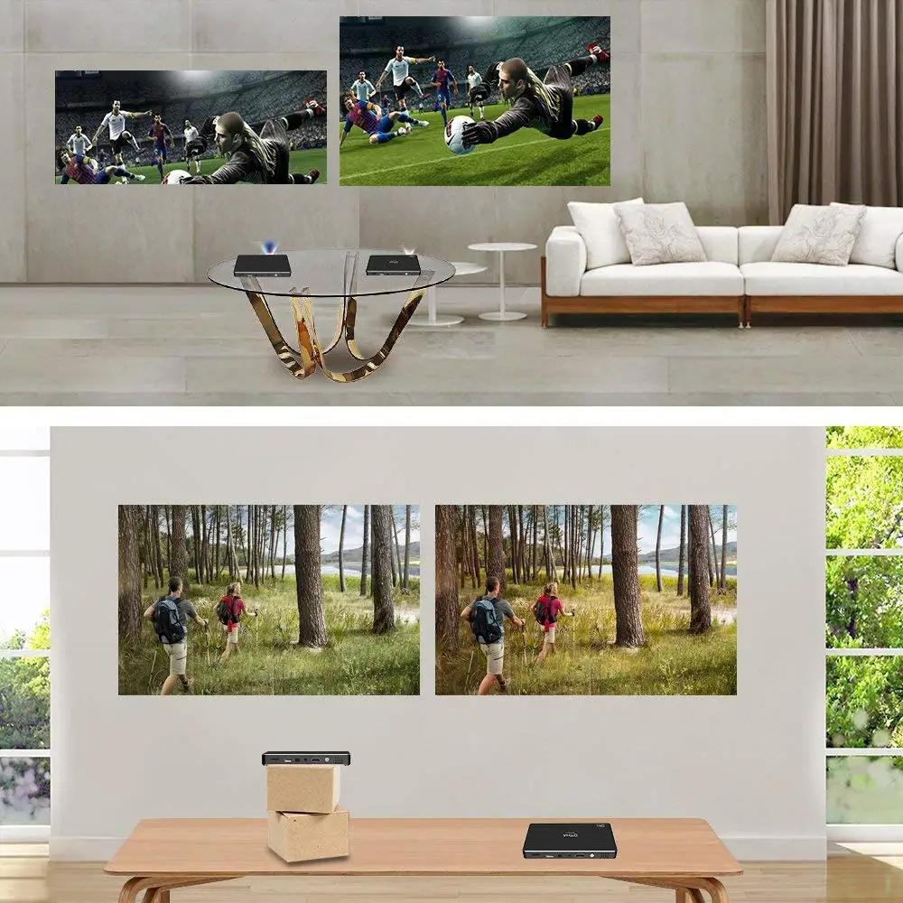 OTHA Пико Портативный Android 7 1 видео DLP проекторов Max 120 &quotДисплей Smart мобильный