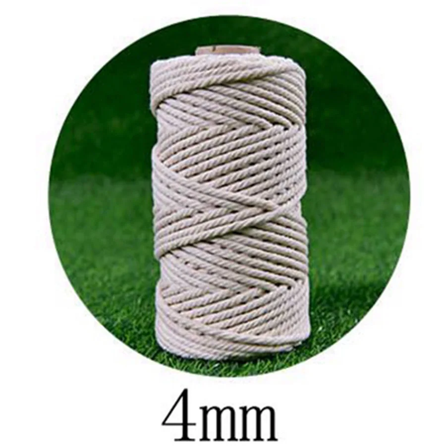 Dia.4 mm LE50m Хлопчатобумажная пряжа для вязания крючком веревочный шнур шпагат сумка ремесло хлопок толстые шнуры для украшения ручной работы - Цвет: Dia.4 mm LE50m