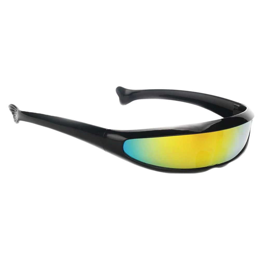 Black Frame Yellow Забавный пластиковый цветной зеркальный козырек с одним объективом солнцезащитные очки Циклоп косплей для женщин и мужчин очки для вечеринки для мальчиков - Цвет: Black Frame Yellow