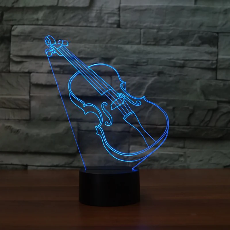 Ночник для скрипки 3D Luminaria 7 цветов светодиодный светильник гитары ночник детей