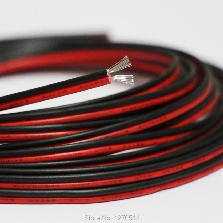 Луженая Медь UL 2468 24AWG 2 контактный красный черный кабель изолированный ПВХ 24 awg