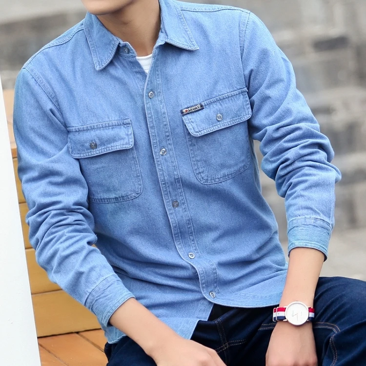 

2018 new arrival denim shirt 100%Cotton men long sleeve casual shirts Men's Jeans Shirts for Male dress camisa masculina clothes