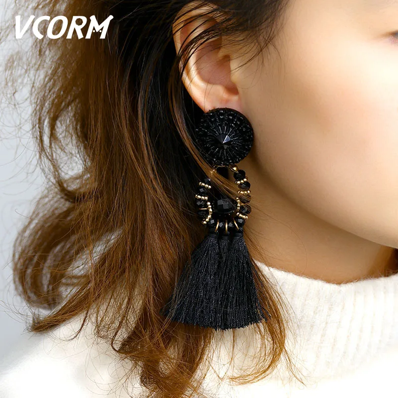 VCORM модные массивные длинные висячие серьги с кисточками для женщин Обручальные