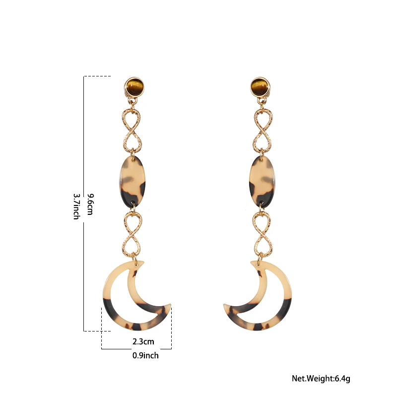 Yhpup Charms Acrylic Moon Geometric Dangle Earrings New Fashion Long Elegant Drop For Women Wedding Party Bijoux Femme | Украшения и