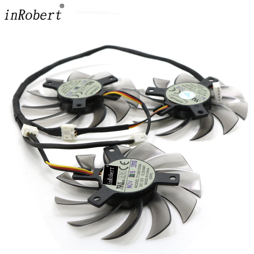 Кулер для видеокарты EVERFLOW T128010SM 75 мм 12 в пост. Тока 3 pin 0.20A Gigabyte HD 6870 GTX470 GTX480 GTX570 GTX580