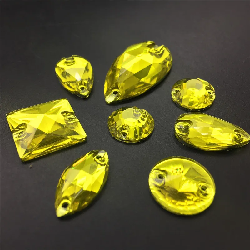 Стразы из полимера TopStone Citrine Jonquil смешанные размеры пришивные стразы с плоской