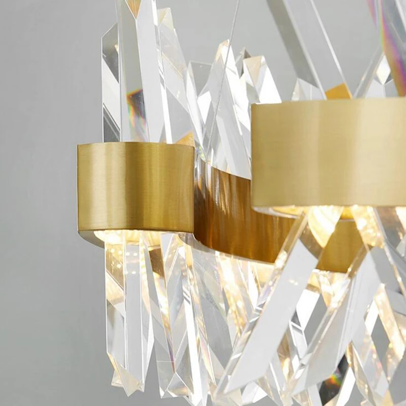 

jmmxiuz Deluxe gold LED crystal chandelier with irregular crystal chandeliers Deluxe living room light