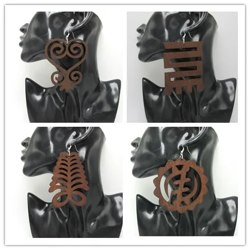 8 см большие размеры деревянные серьги с символом Adinkra 4 дизайна|earrings|big size