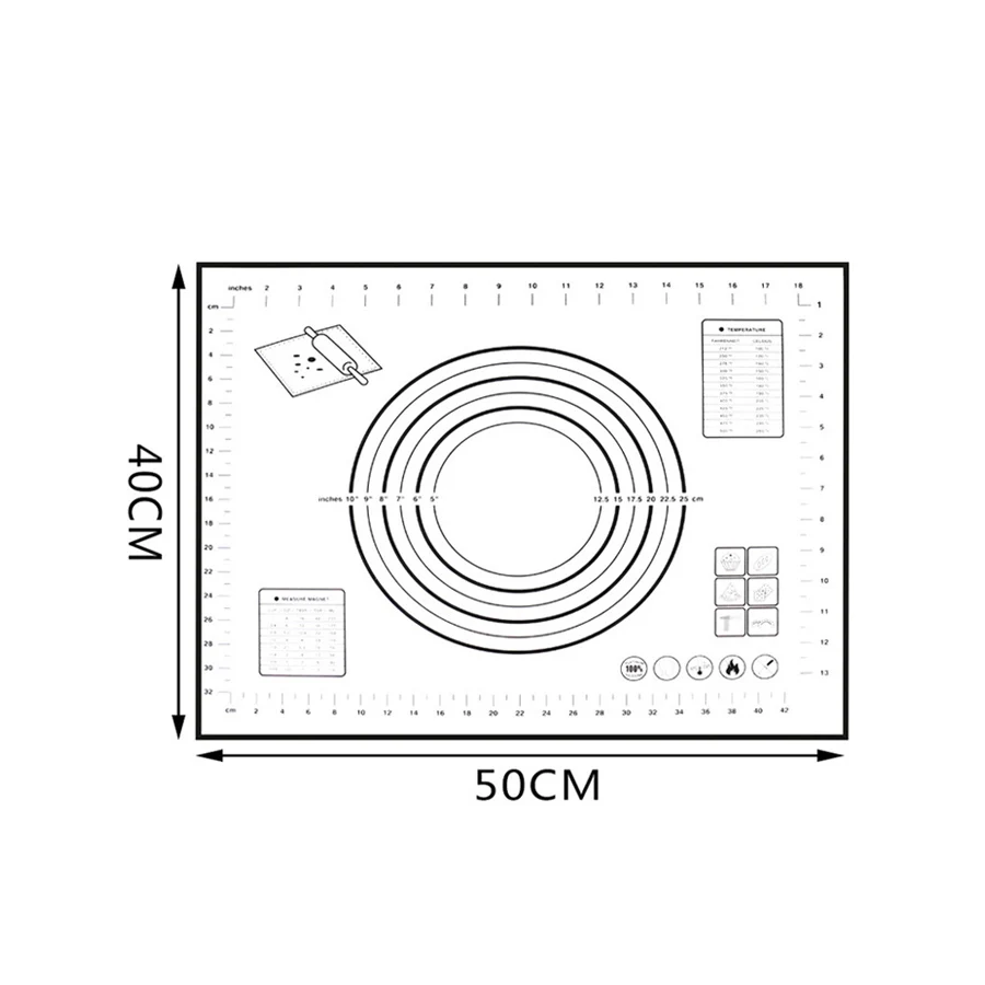 Очень большой 3" x 24" силиконовый коврик для выпечки-антипригарный нескользящий кондитерский коврик с измерениями по Leeseph(красный и черный