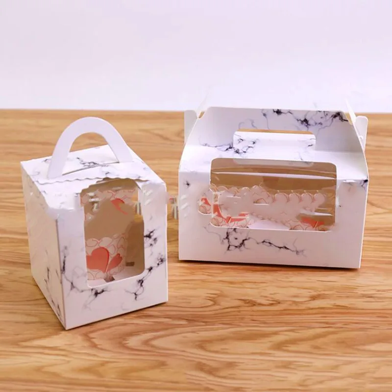 10 шт Marbling muffin коробка упаковка стиль мраморный узор конфеты коробки Макаруны
