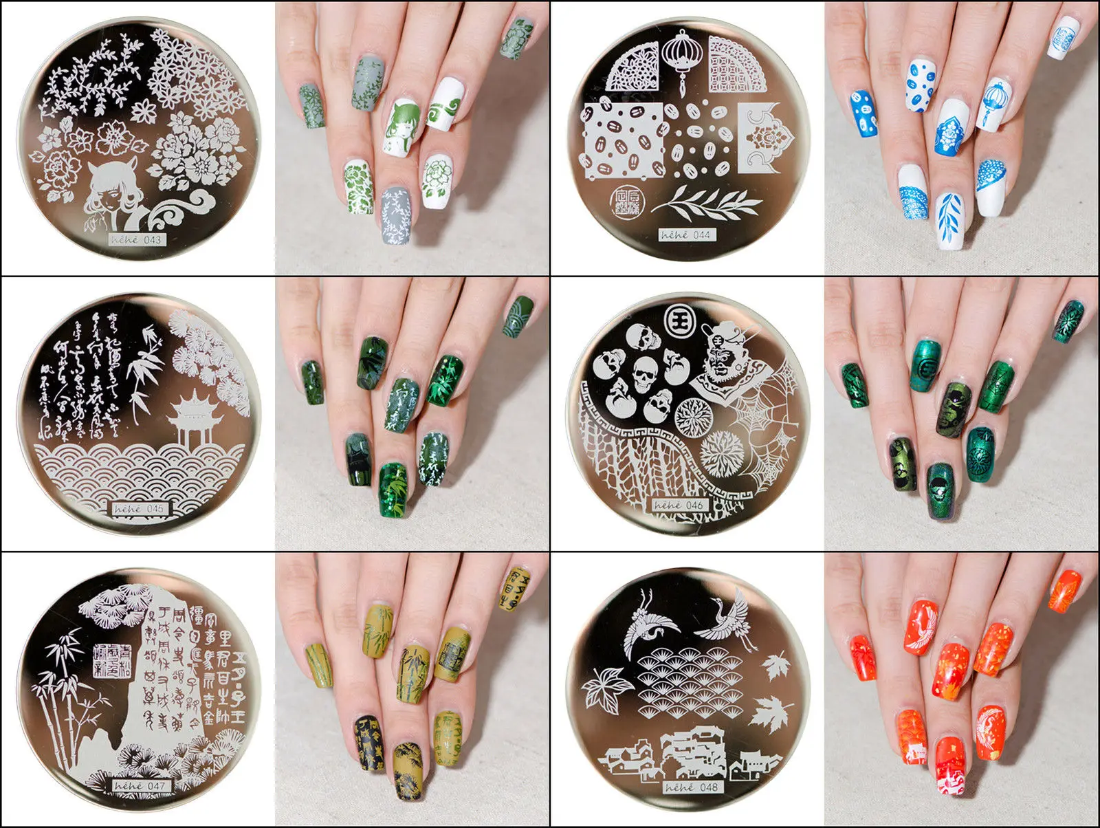 Набор для сбора штампов для ногтей 12E-Liaozhai- уникальный набор из 12 штампы маникюрные пластины для ногтей-BH00802