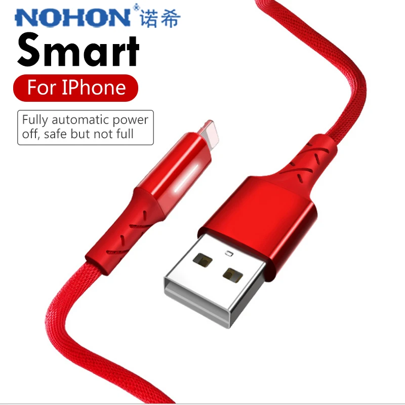 NOHON USB нейлоновый зарядный кабель для iPhone X 10 8 7 6 5 Plus XS MAX XR освещение шнур со