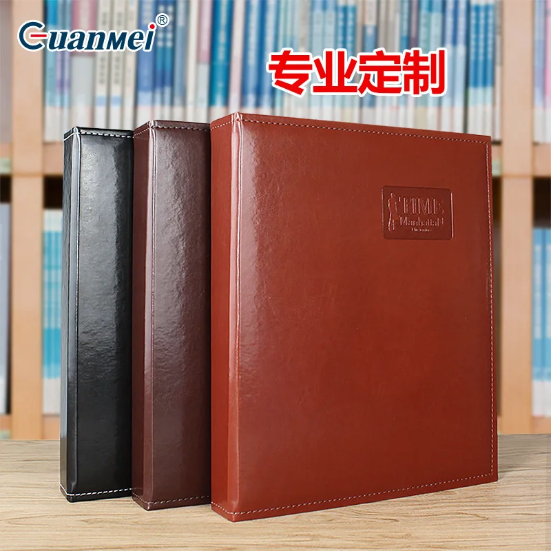 

Interleaf Type A4 PU Folder Album Leather Cover Business Manual Book with 30piece Transparent Pockets for Collection Book
