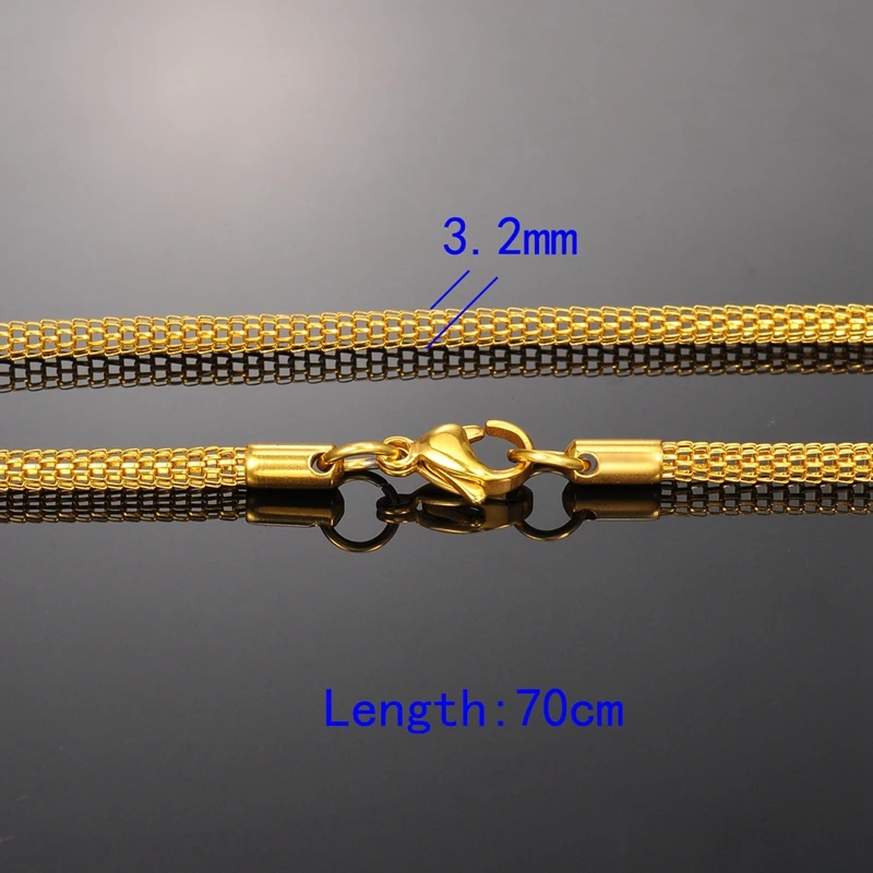 70cmx3.2mm FUNIQUE, новинка, ожерелье, ювелирное изделие, нержавеющая сталь, сетка, цепочки, ожерелье для Wo мужчин, s, серебряный тон, стимпанк, мужское ожерелье, ювелирное изделие, 45-70 см - Окраска металла: 70cmx3.2mm