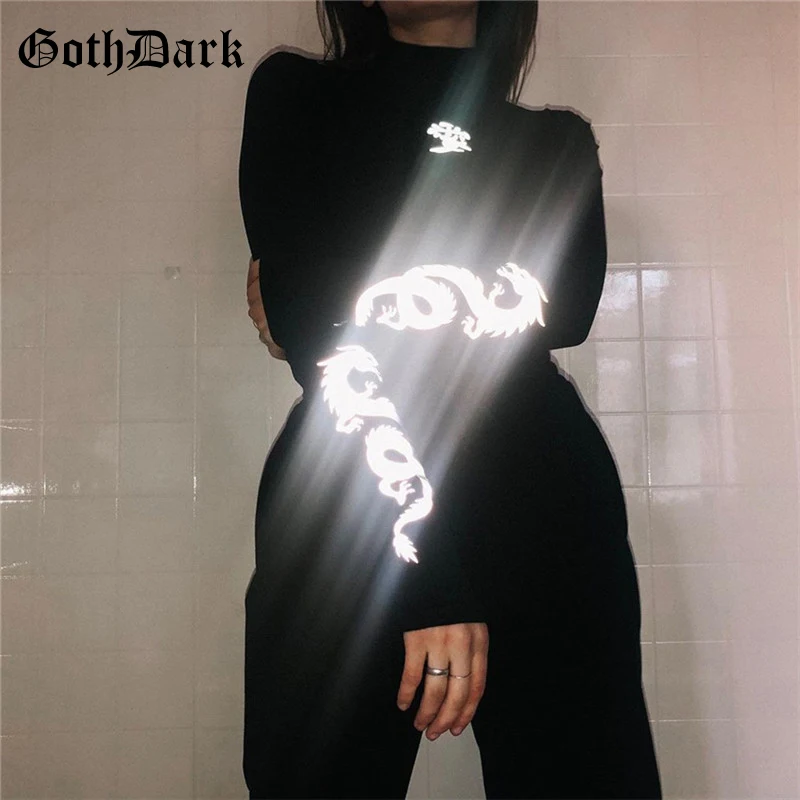 Готические женские футболки с длинным рукавом Goth Dark винтажная модная Осенняя 2021